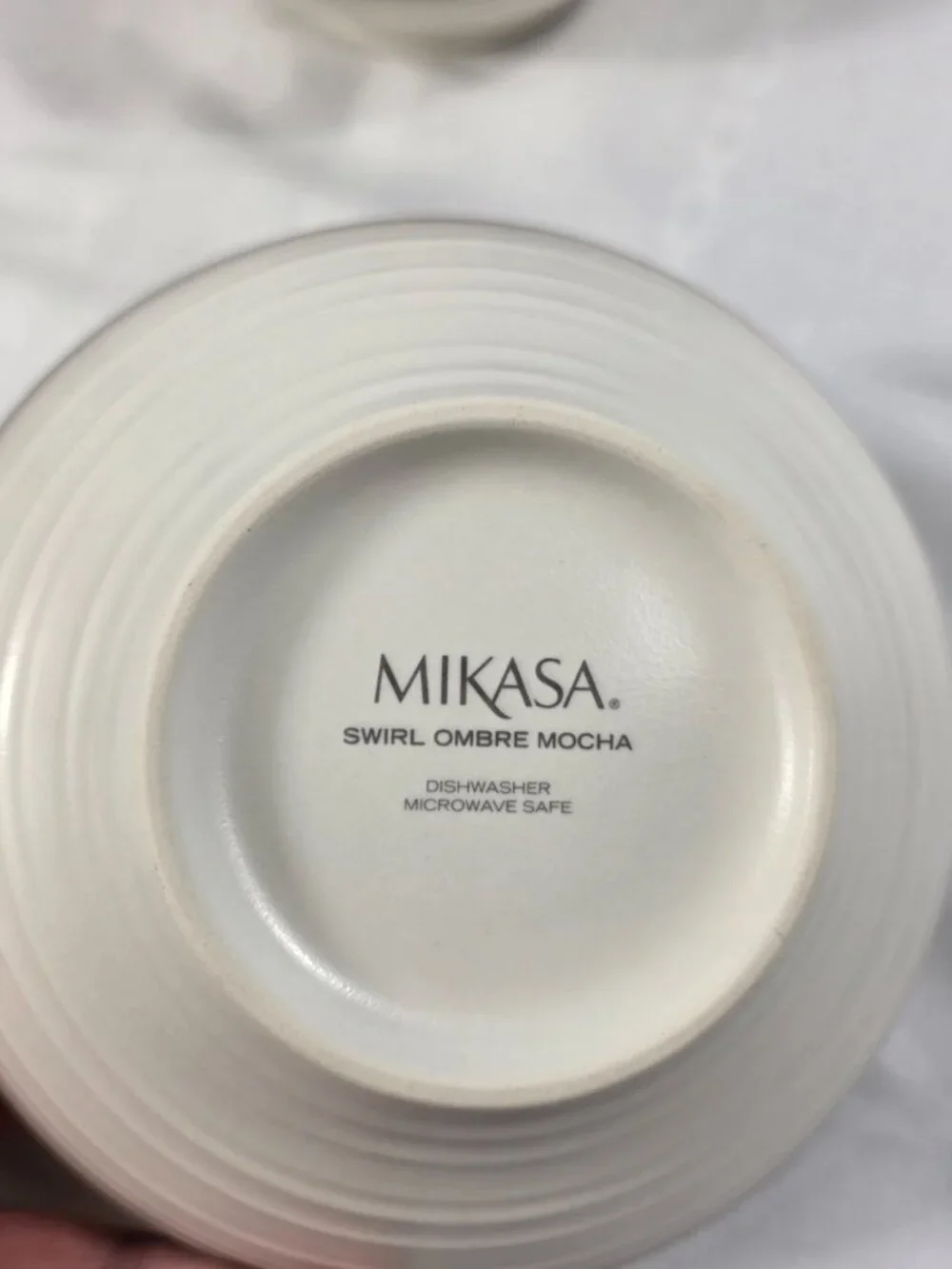 TWO Mikasa Swirl Ombre Mocha Soup Cereal Bowls White with Mocha Border